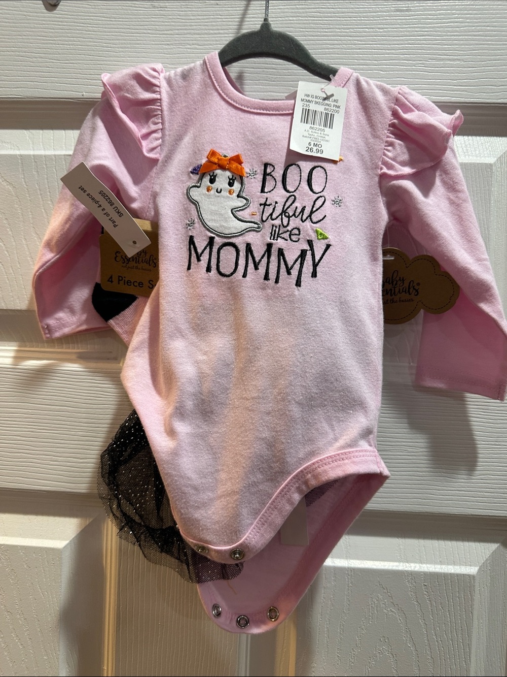 Baby Essentials Pink "BOO-tiful Like Mommy" Long-Sleeve One-Piece